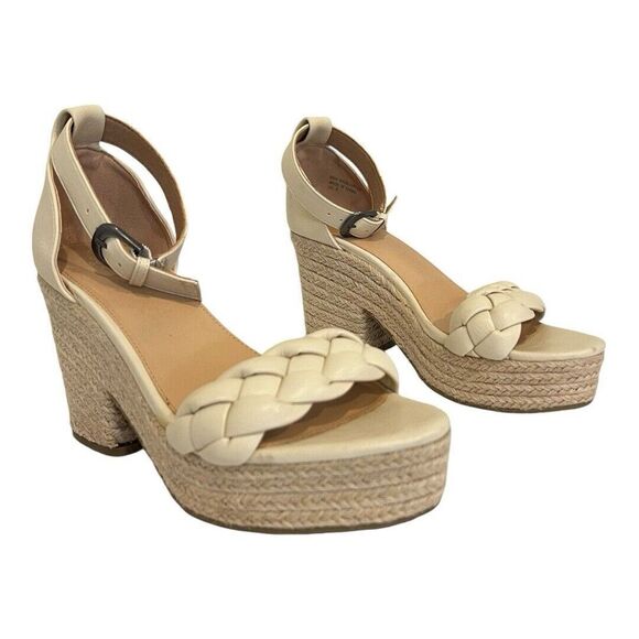 Oasis Society Size 9 Braided Strap Wedge Espadrille Open Toe Sandal - Picture 1 of 8